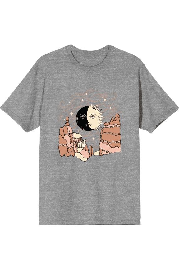 Celestial Tropics Canyon Adult Heather Gray Crew Neck Short Sleeve Tee-XXL