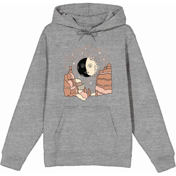 Celestial Tropics Canyon Adult Heather Gray Long Sleeve Hoodie-Medium
