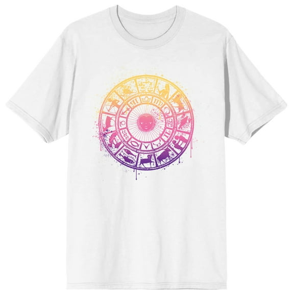 Celestial Tropics Gradient Astrology Wheel Men's White T-Shirt - 4XLB