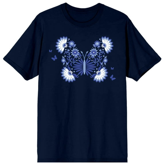 Celestial Tropics Navy Butterfly Men's Navy T-Shirt-Large