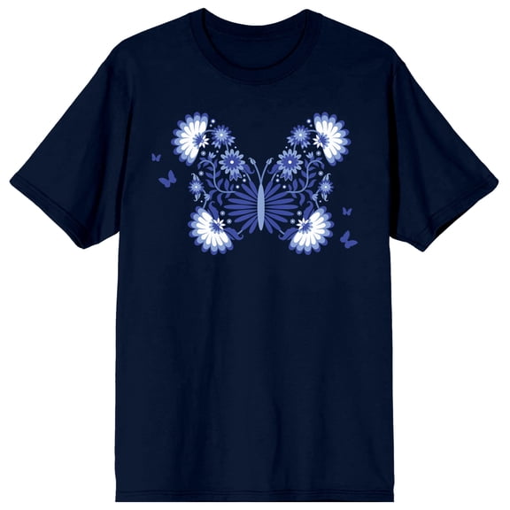 Celestial Tropics Navy Butterfly Men's Navy T-Shirt-Small