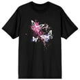 thumbnail image 1 of Celestial Tropics Pink Paint and Butterflies Men's Black T-Shirt-Medium, 1 of 4