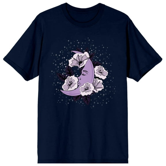 Celestial Tropics Purple Moon Flower Men's Navy T-Shirt-Large