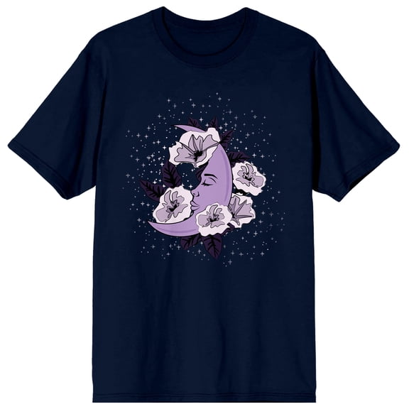 Celestial Tropics Purple Moon Flower Men's Navy T-Shirt-XXL