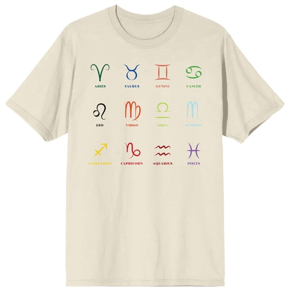 Celestial Tropics Rainbow Astrological Signs Men's Natural T-Shirt-Medium
