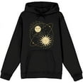 thumbnail image 1 of Celestial Tropics Sun And Moon Adult Black Long Sleeve Hoodie-Small, 1 of 3