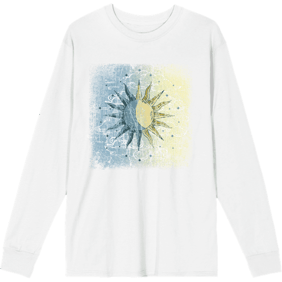 Celestial Tropics Sun Crew Neck Long Sleeve Adult Tee-3XL-White