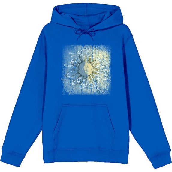 Celestial Tropics Sun Long Sleeve Adult Hooded Sweatshirt-Medium-Blue