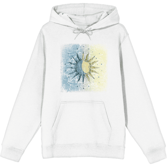 Celestial Tropics Sun Long Sleeve Adult Hooded Sweatshirt-XXL-White