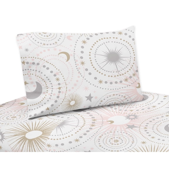Sweet Jojo Designs Celestial Pink Gold and Grey 3 Piece Twin Size Sheet Set