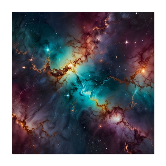 Celestial Veins - Digital Art Space Cosmic Astronomy Stars Fantasy Surrealism Night Sky Unframed Wall Art Print 6 x 6 inches