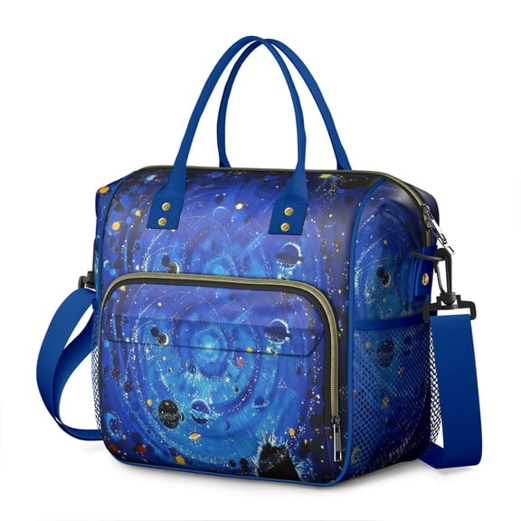 Celestial Voyager Insulated Lunch Box – Leakproof Dual Compartment Cooler Tote with Cosmic and Starry Night Patterns for Sci-Fi Enthusiasts