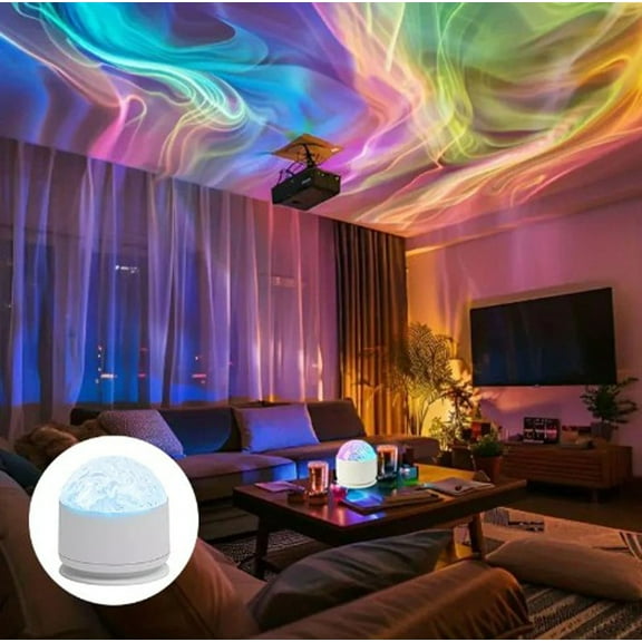Celestial Water Ripple Projection Lamp with Flame and Starry Sky Effects for Bedroom Mood Lighting