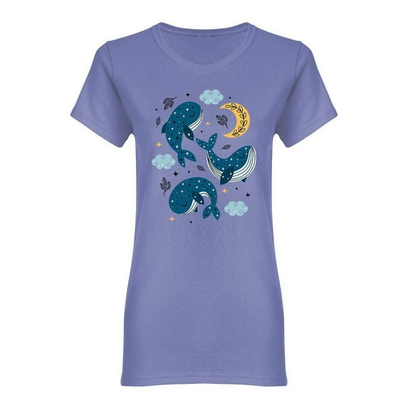 Celestial Whales Shaped T-Shirt Women -Image by Shutterstock, Female x-Large