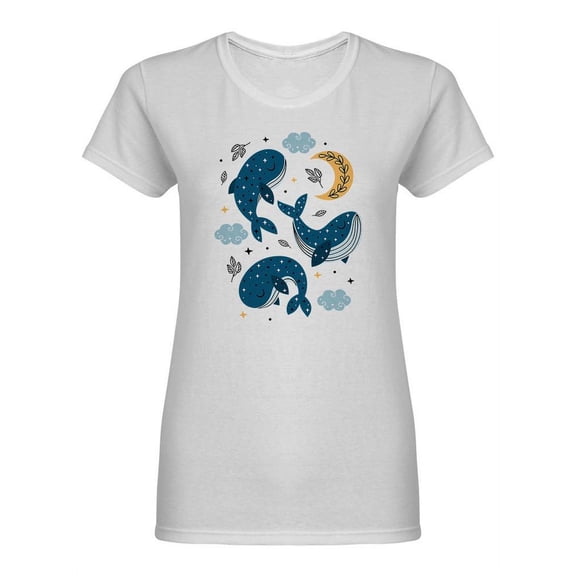 Celestial Whales Shaped T-Shirt Women -Image by Shutterstock, Female x-Large