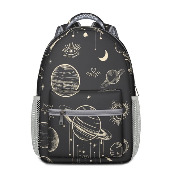 Celestial Witchy Backpack – Gothic Moon, Sun & Stars Astrology Design with Spiritual and Cosmic Patterns