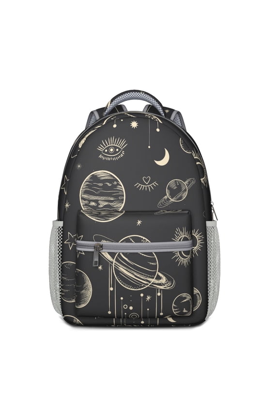Celestial Witchy Backpack – Gothic Moon, Sun & Stars Astrology Design with Spiritual and Cosmic Patterns