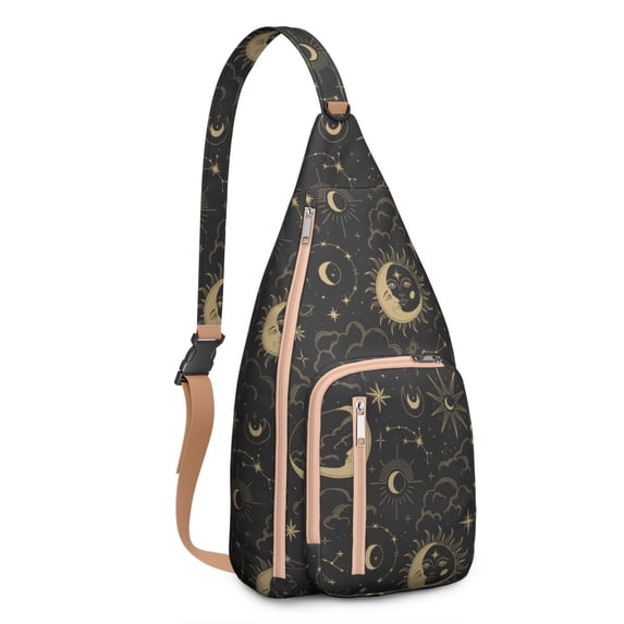 Celestial Witchy Shoulder Bag - Astrology-Inspired Design, Gothic Sling Bag for Men, Durable & Tactical