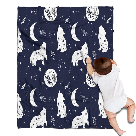 Celestial Wolf Halloween Pattern Blanket,Comfortable Soft Lamb Wool Throw Blanket,All Season,Warm Lightweight Blankets for Sofa Bed Couch Living Room Chair,30"x40"