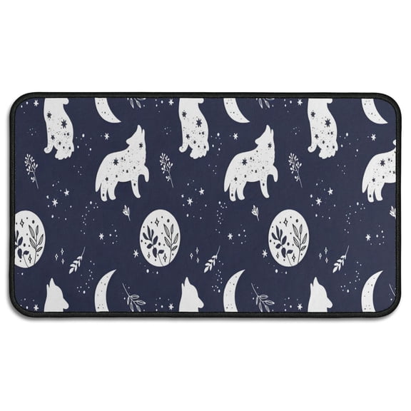 Celestial Wolf Halloween Pattern Door Rugs,Washable Non Slip Door Mats Indoor,Decorative Door Mats,Entry Mat Indoor for Entrance,Bedroom,Kitchen,Bathroom,30"x17"