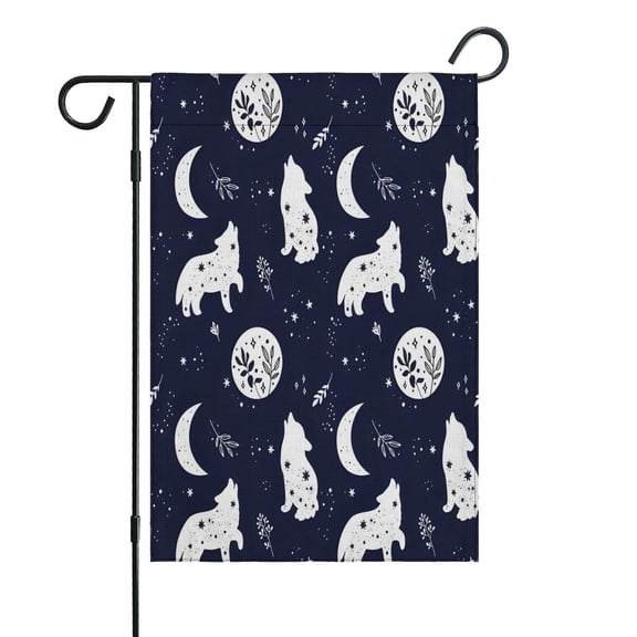 Celestial Wolf Halloween Pattern Fall Garden Flags 12.5"x18" Double Side,Small Yard Flags for Outside,Outdoor Fall Decor,Autumn Funny Garden Flag Yard Decoration