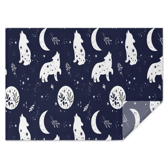 Celestial Wolf Halloween Pattern Rectangle Tablecloth 60"x84",Waterproof Polyester Rectangle Table Cloth, Wipeable Spillproof Polyester Tablecloth for Dining, Camping, Indoor and Outdoor
