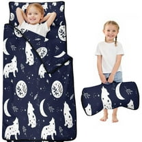 Celestial Wolf Halloween Pattern Toddler Nap Mats for Kids Preschool,50"x20" Sleeping Mat Bag or Kids,Toddler Sleeping Bag,Toddler Nap Mat or Daycare