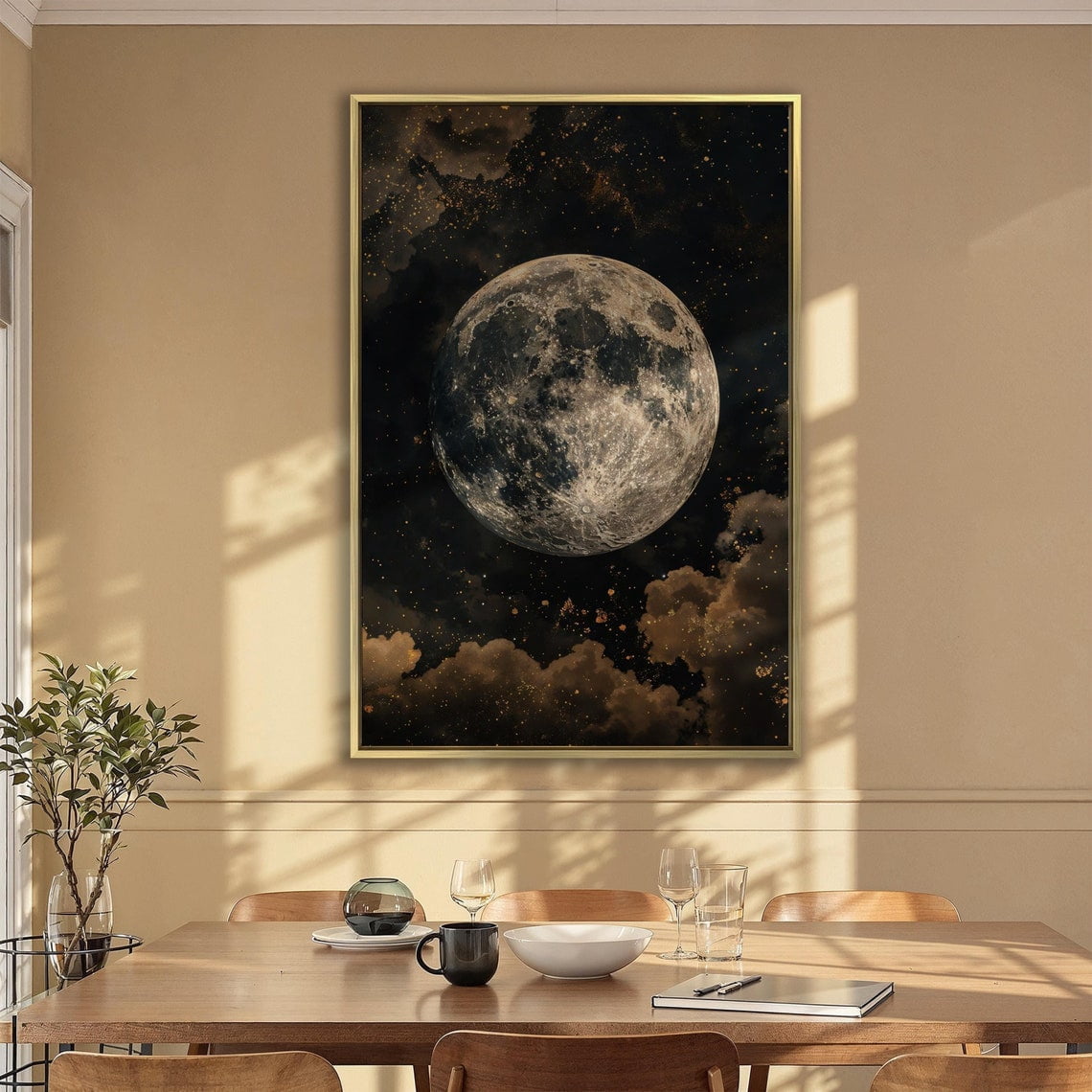 Celestial Wonders Wall Art Night Sky And Lunar Surface Poster Abstract ...