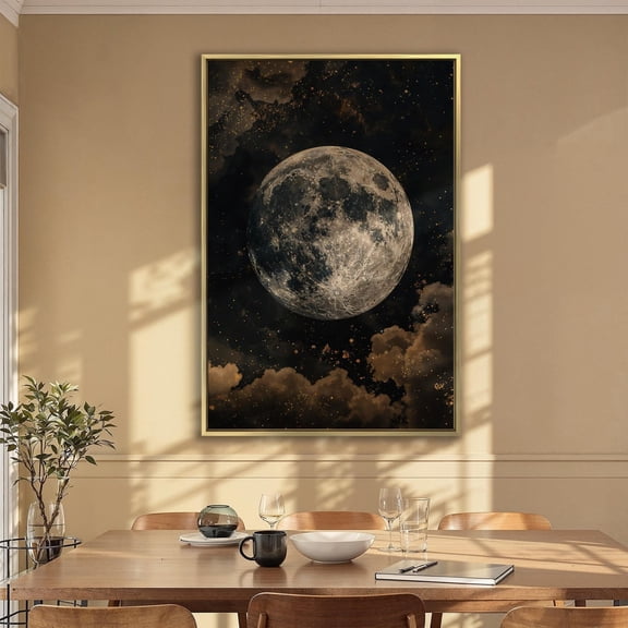 Celestial Wonders Wall Art Night Sky and Lunar Surface Print Abstract Stars Decor Full Moon Poster Ready to Hang, Size 12x18 UNFFRAMED F03.1.8l2881