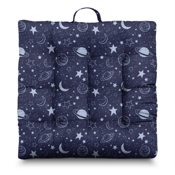 Celestial Yoga Meditation Cushion, Japanese-Style Floor Pillow with Star Constellation Design, 9-Point Stitched for Stability, Soft & Supportive