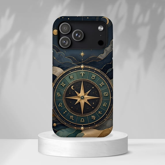 Celestial Zodiac Wheel, Compass Rose, Moon and Stars Tough Phone Case ...
