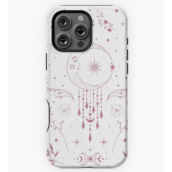 Celestial crescent moon with floral accents and moon phase GA5977 Phone Case for iPhone 11 to 17 Pro Max