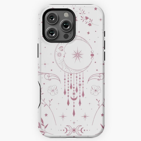Celestial crescent moon with floral accents and moon phase Phone Case for iPhone 16 15 14 13 12 11 Pro Max M5904768