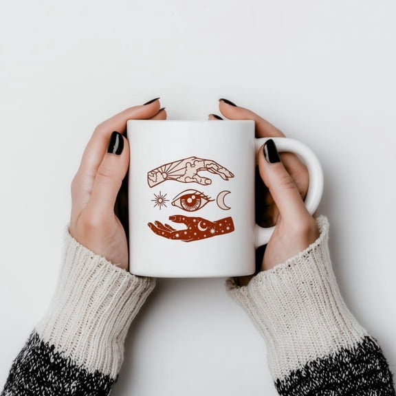 Celestial ds Eye Mug Ceramic Coffee Cup Moon Sun Symbol 0ml.