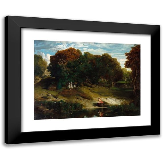 Celestin Nanteuil 24x19 Black Modern Framed Museum Art Print Titled - In the Forest (1841)