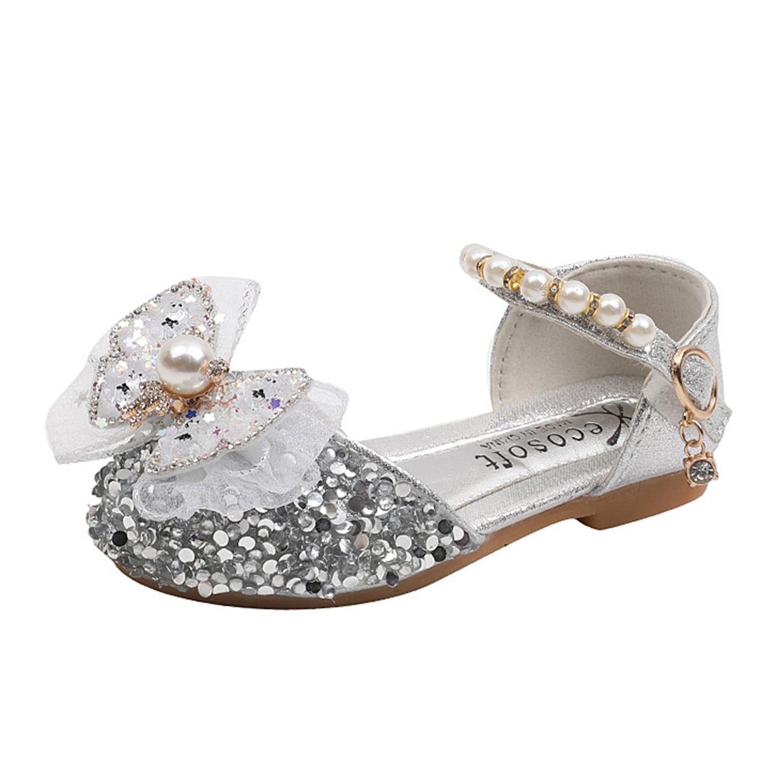 Celiean Bow Metal Pearl Rhinestone Color Matching Gradient Spring Shoes ...