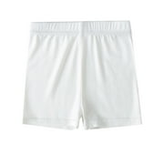 Celiean Kids Girls Dance Shorts Solid Color Breathable Bike Shorts White 2-3Y