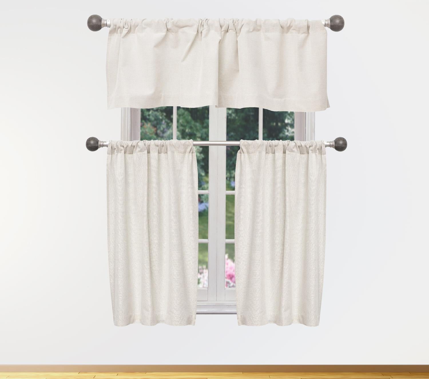 Celina Textured with Metallic Cotton Kitchen Curtain & Tier Set