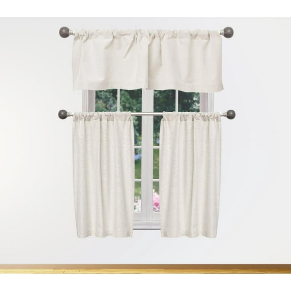 Celina Textured with Metallic Cotton Kitchen Curtain & Tier Set