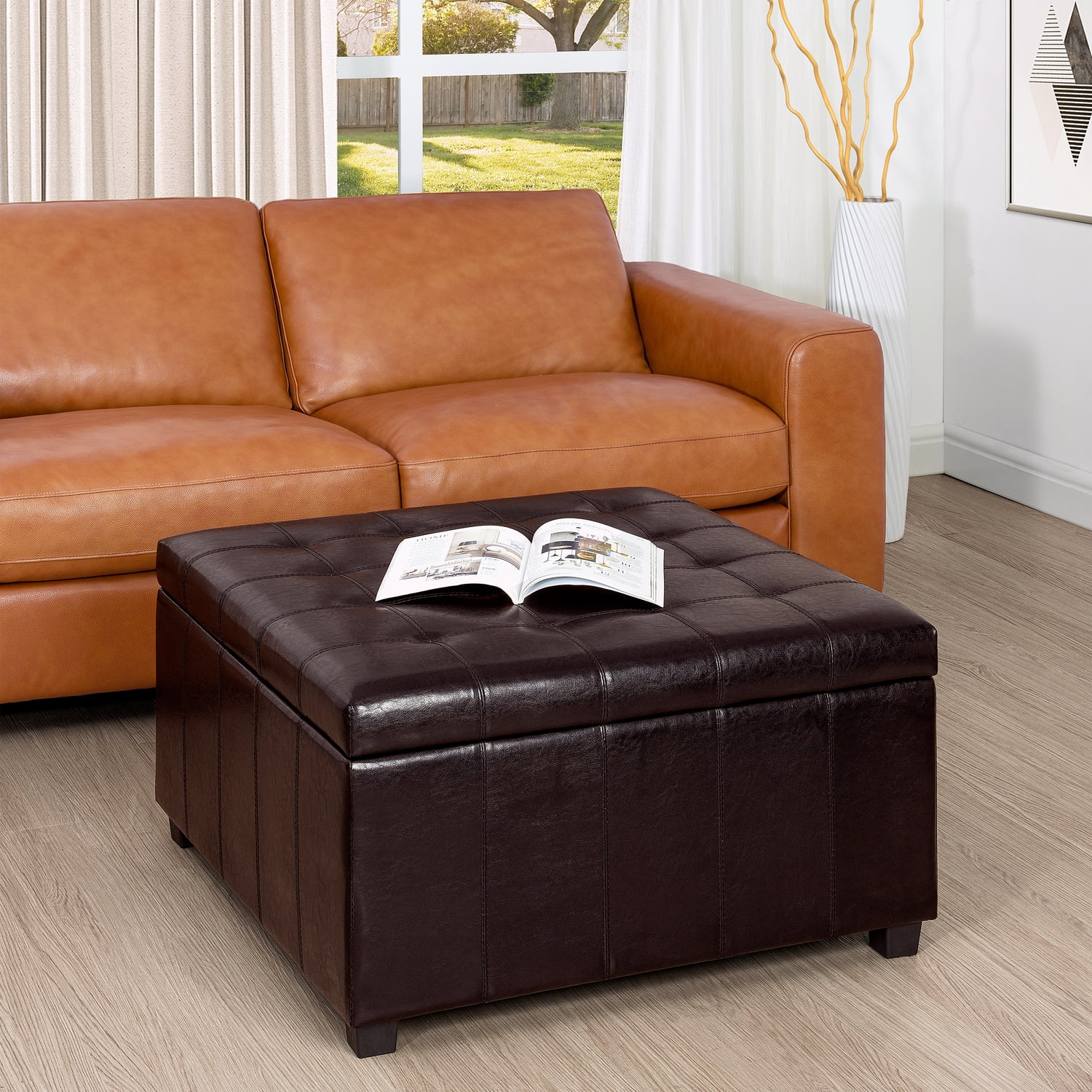 Celine 31" Large Tufted Storage Ottoman, Modern Ottoman with Removable