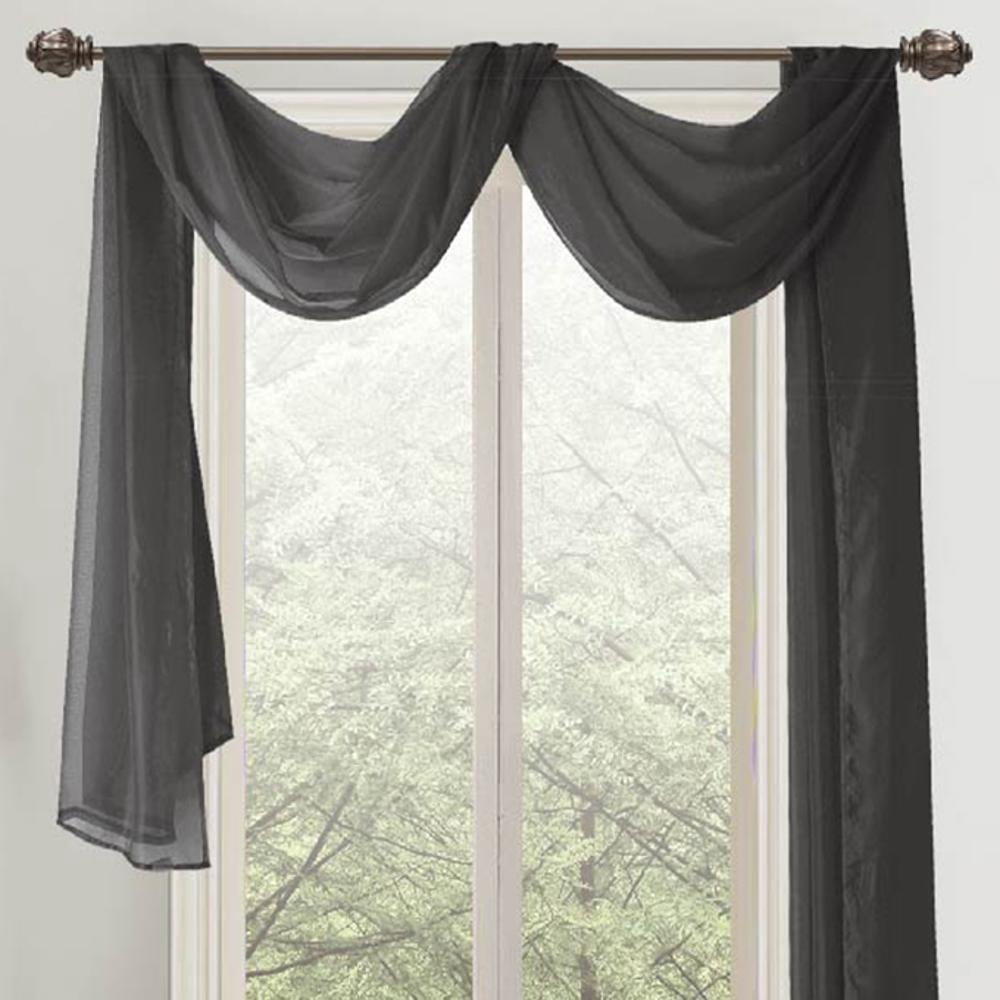 Celine 55 x 216 in. Sheer Curtain Scarf in Black - Walmart.com