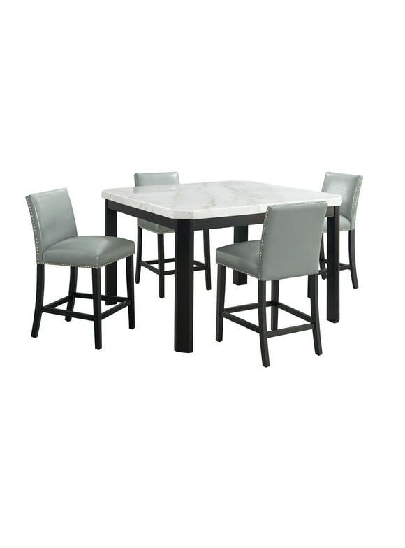 Celine 5PC Square Counter Dining Set- Table & Four Grey Side Chairs