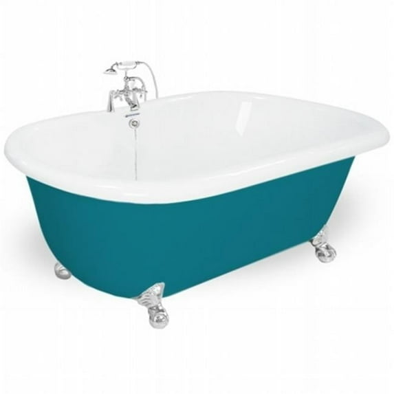 Celine 70 in. Splash Of Color Acrastone Tub & Drain, Chrome Metal Finish, Small