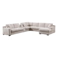 thumbnail image 1 of Celine Beige Chenille Fabric Sectional Chaise Cupholders Charging Ports, 1 of 13