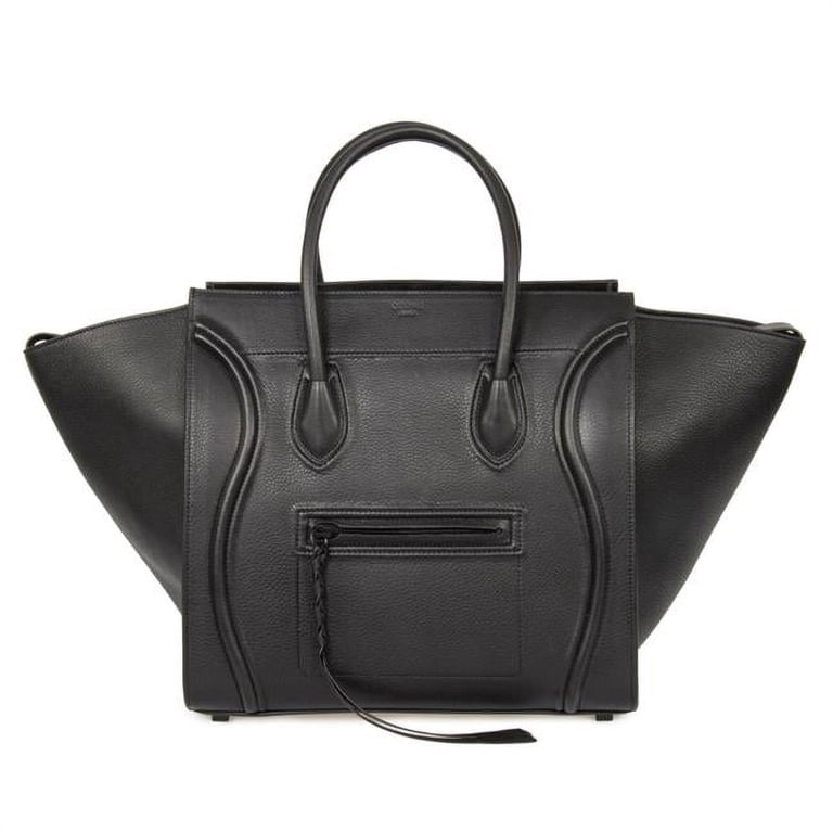 Celine CEL-HBAG-PHANT-GRAIN-BLK-M Medium Luggage Phantom Bag