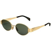 Celine CL40235U 4S235 Triomphe Oval Metal Gold Frame Green Lens Sunglasses