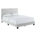 thumbnail image 1 of Modway Celine Channel Tufted Performance Velvet Queen Platform Bed in Light Gray, 1 of 7