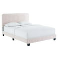 thumbnail image 1 of Celine Channel Tufted Performance Velvet Queen Platform Bed Pink, 1 of 7