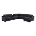 thumbnail image 1 of Celine Dark Gray Chenille Fabric Sectional Chaise Cupholders Charging Ports, 1 of 13