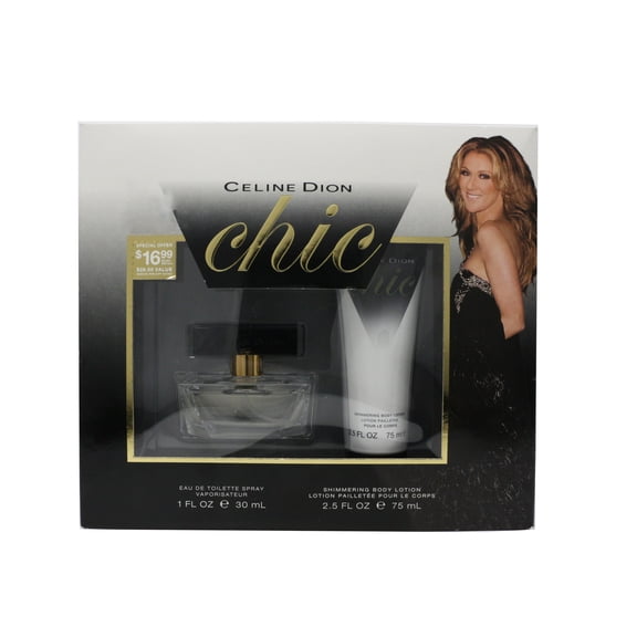 Celine Dion chic Set: Eau De Toilette Spray 1 Fl Oz., Shimmering Body Lotion 2.5 Fl Oz.